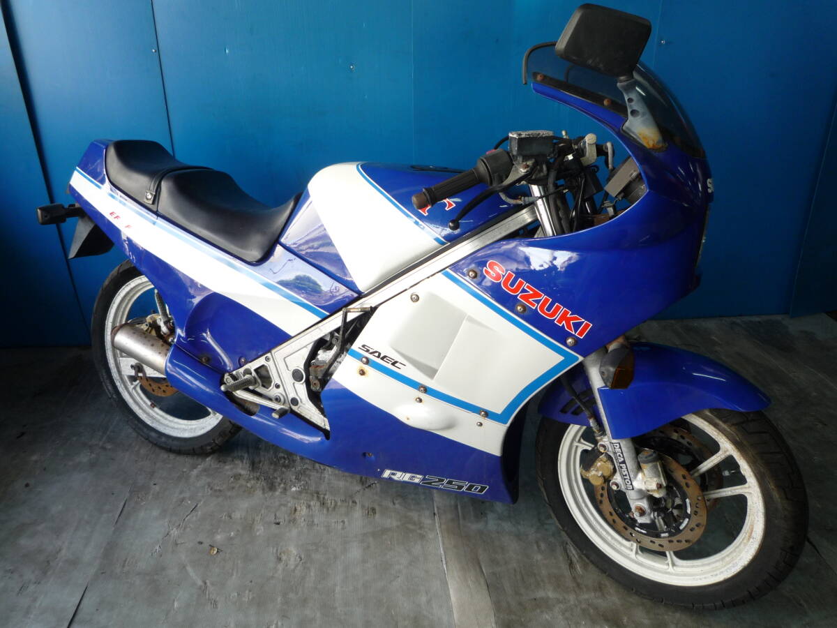 SUZUKI RG250 Gamma blue / white cheap offer car half-price delivery campaign limited time car body base price sundry expenses 0 jpy engine starting has confirmed super-discount Yokohama P-Yard