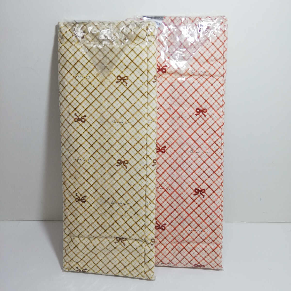 Fabricing リボンクロス柄 ピロケース 枕カバー イエロー・オレンジ 45cm×90cm 2点セット 未使用品 日本製 の画像6
