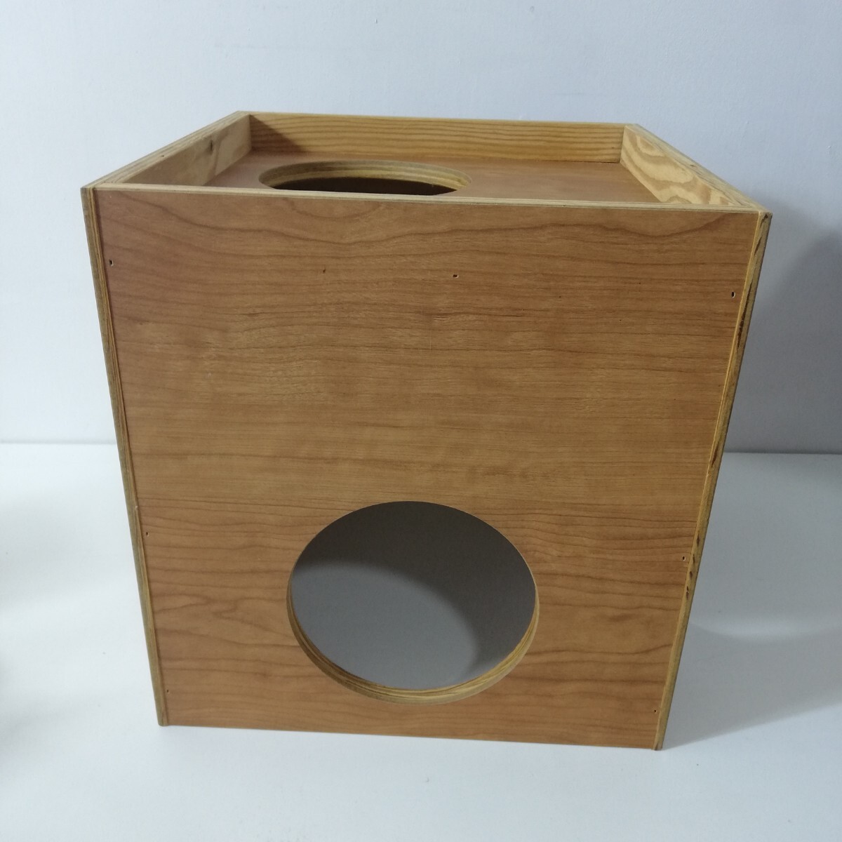 木製 キャットボックス 28.5cm×28.4cm×高さ30cm [猫用玩具 遊具 穴あきハウス キャットハウス キャットタワー増設 ボックス 箱 ]_画像1