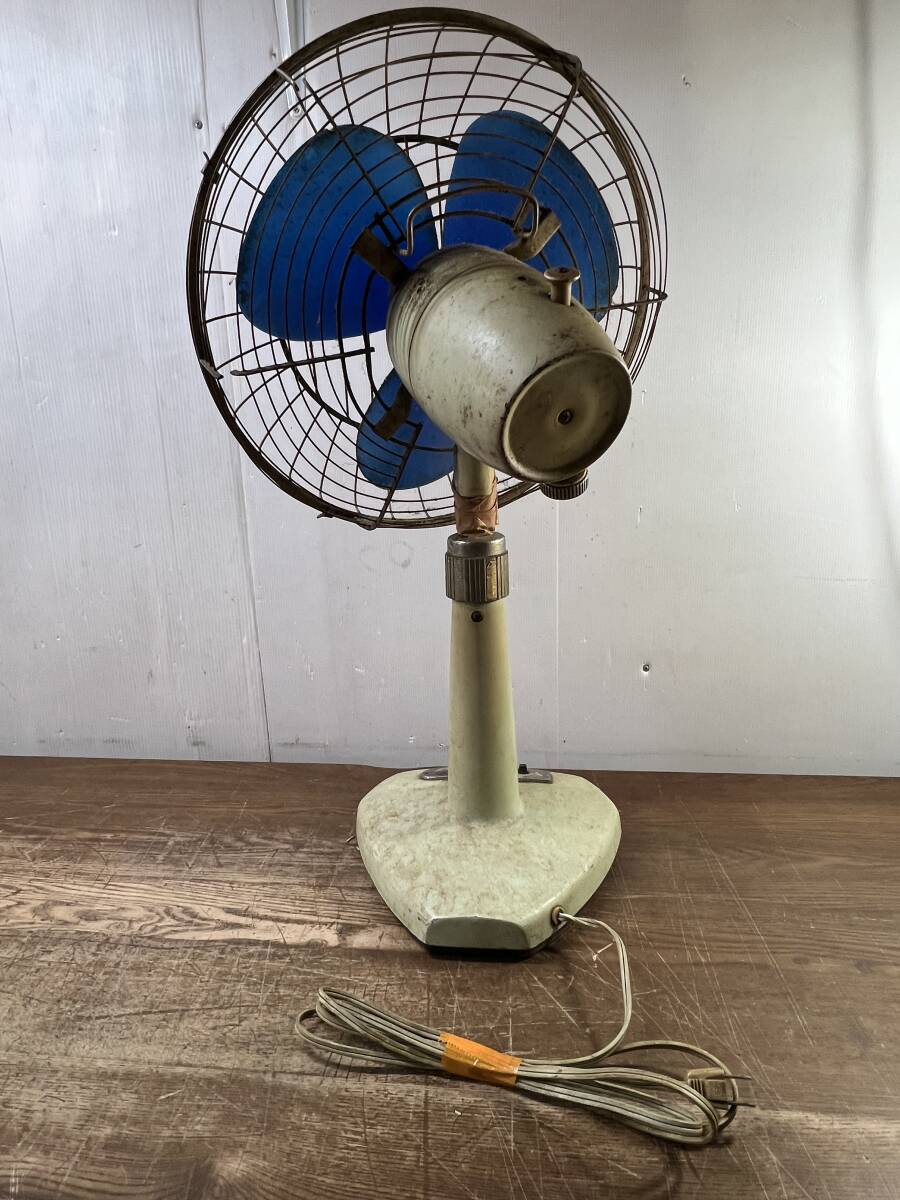  retro electric fan FUJIDENKI *2317v* antique retro collection household articles consumer electronics Showa era 3 sheets wings root present condition goods long-term keeping goods photograph reference 