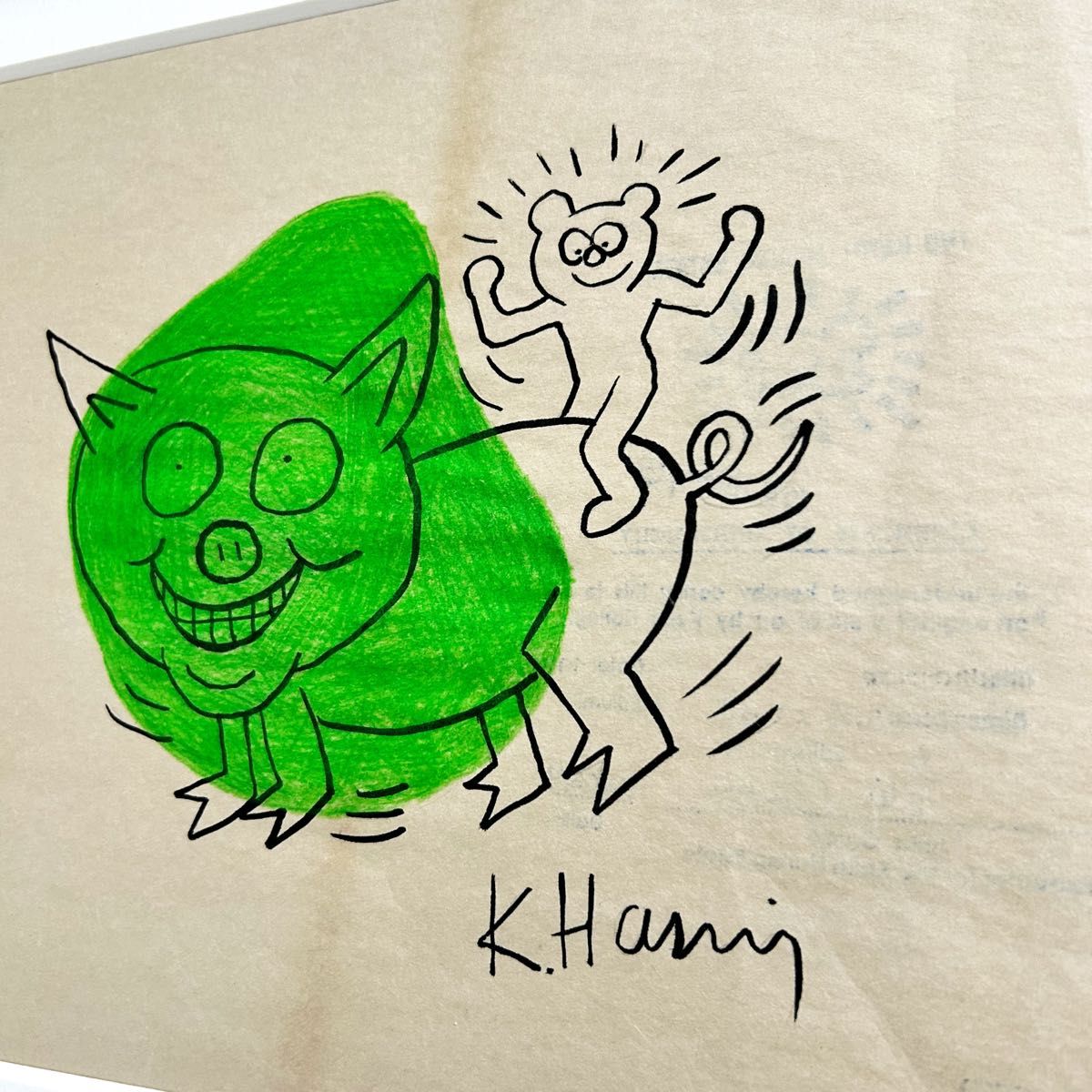 真作貴重】キース・ヘリング直筆サイン 手書き 財団認証印 鑑定 真作貴重】キース・ヘリング直筆サイン 手書き 財団認証印 鑑定