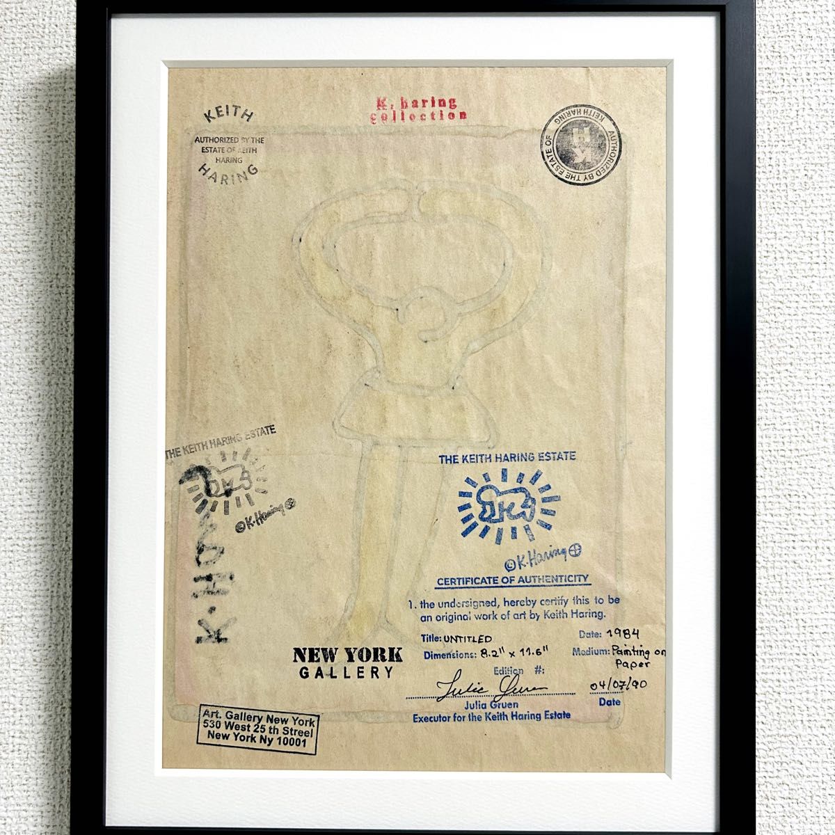 真作貴重】キース・ヘリング直筆サイン 手書き 財団認証印 鑑定 真作貴重】キース・ヘリング直筆サイン 手書き 財団認証印 鑑定