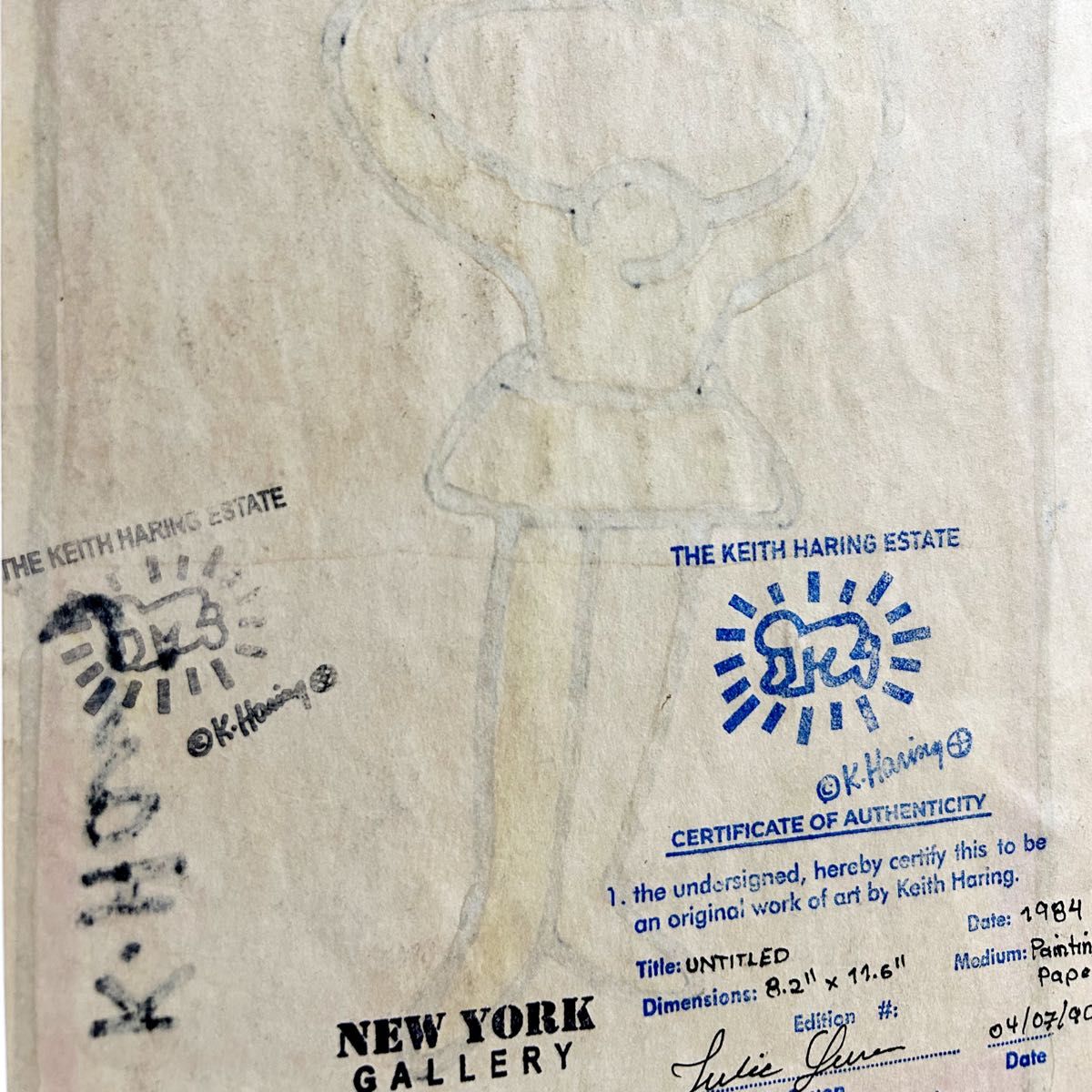 真作貴重】キース・ヘリング直筆サイン 手書き 財団認証印 鑑定 真作貴重】キース・ヘリング直筆サイン 手書き 財団認証印 鑑定