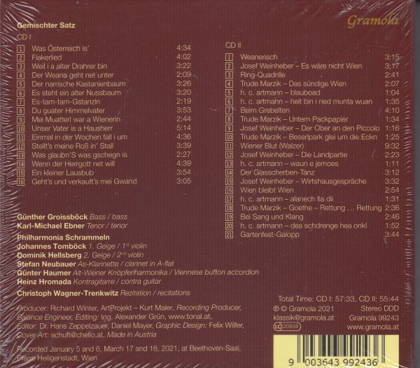 [2CD/Gramola]J.シュランメル[ヴィーズベルク編]:Was Osterreich is他/G.グロイスベック(b)&エプナー(t)&フィルハーモニア・シュランメルン_画像2