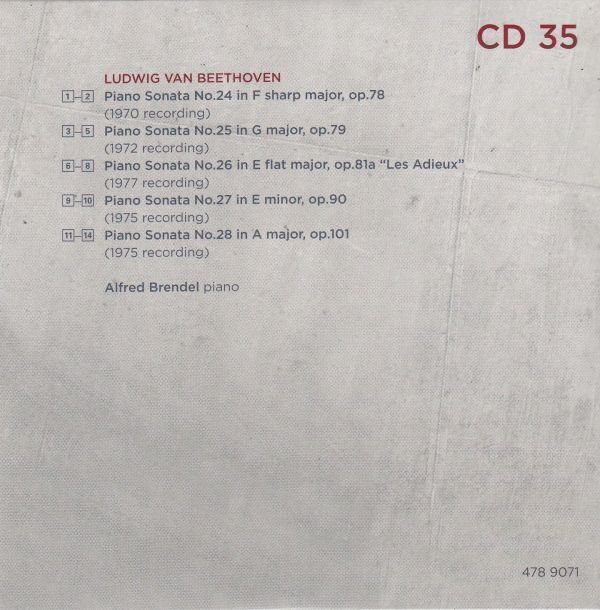 [CD/Decca]ベートーヴェン:ピアノ・ソナタ第24-28番/A.ブレンデル(p) 1972-1977_画像2