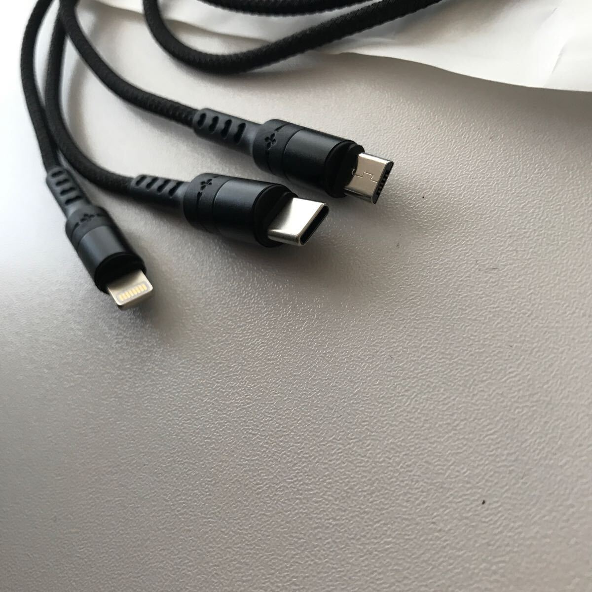 RAVIAD USB cable 3in1 充電ケーブル 高耐久 1.2m ブラックの画像3