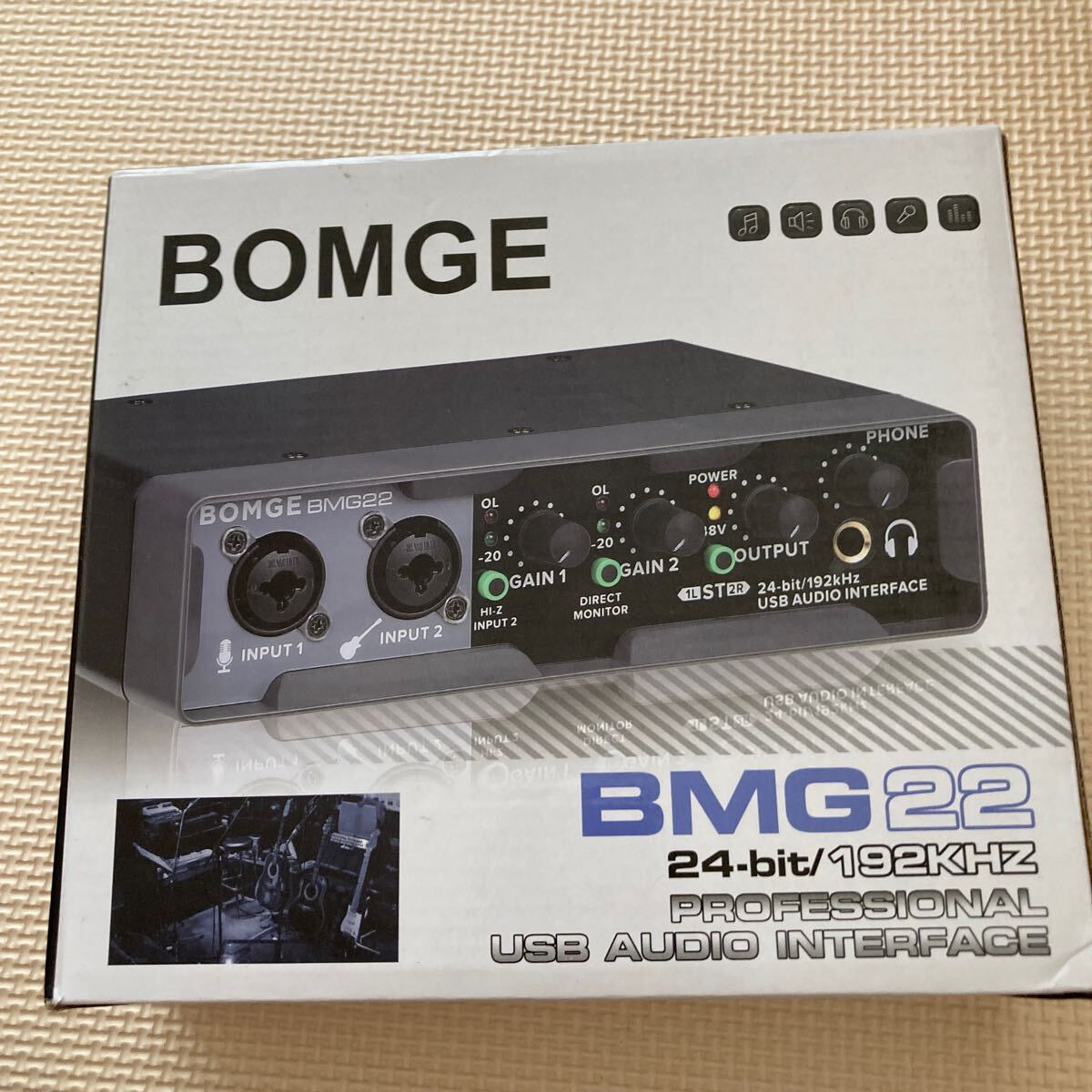 送料無料　BOMGE USB オーディオ インターフェイス (24 ビット/192 kHz)、XLR、ファンタム電源、ダイレクト モニタリングPC レコーディング_画像1
