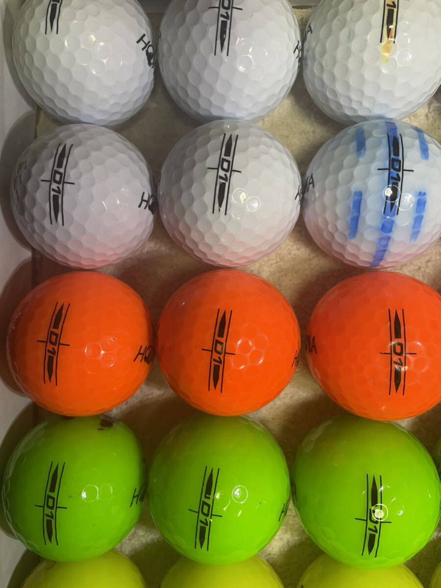 送料無料 本間ゴルフ HONMA D1ボール# ロストボール24個（ホワイト、イエロー、オレンジ、グリーン）_画像5