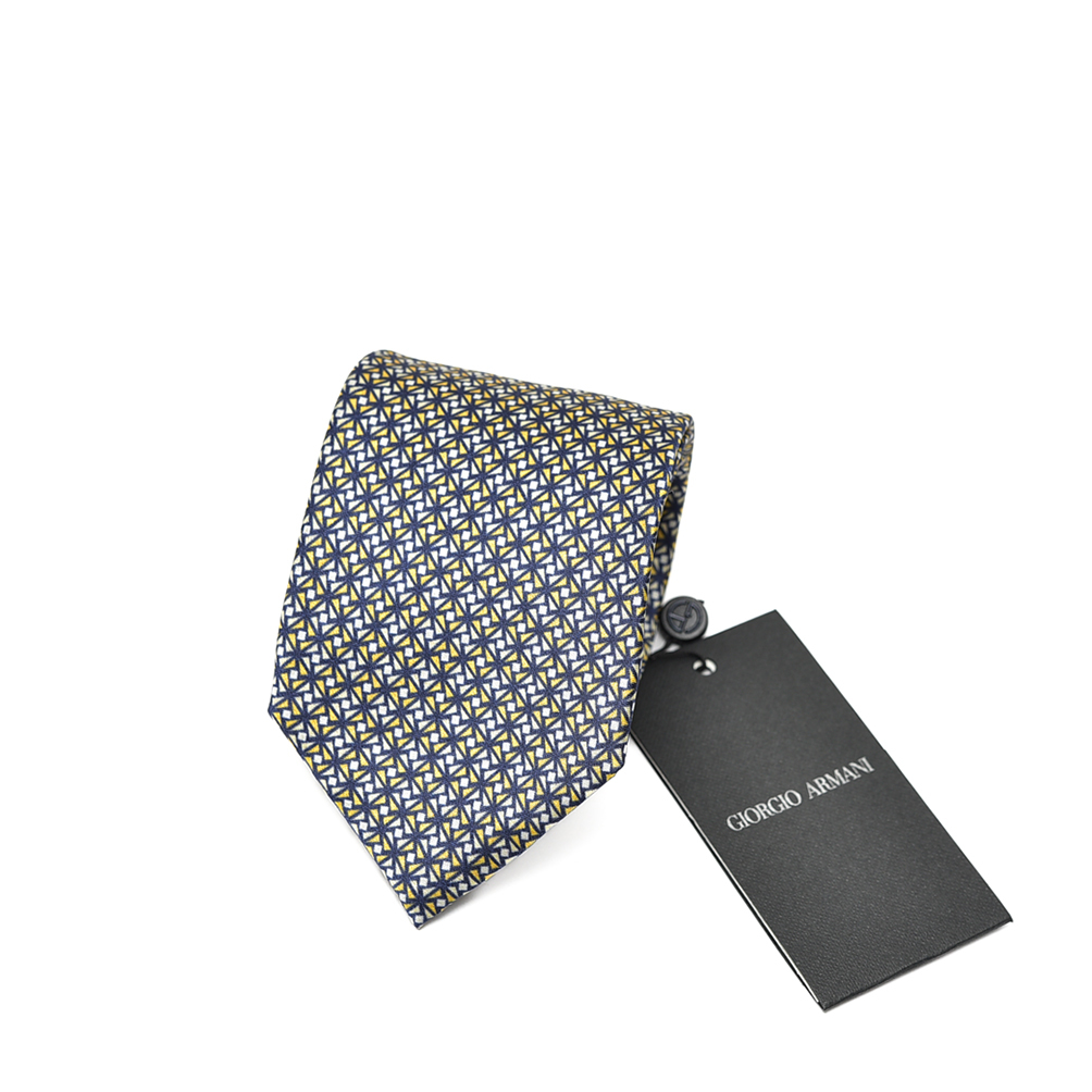  spring summer new arrival new goods joru geo Armani GIORGIO ARMANI necktie all season men's silk 100%. what pattern navy × yellow 401789