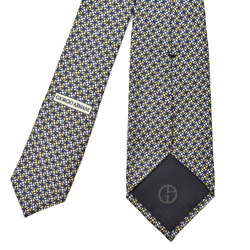  spring summer new arrival new goods joru geo Armani GIORGIO ARMANI necktie all season men's silk 100%. what pattern navy × yellow 401789