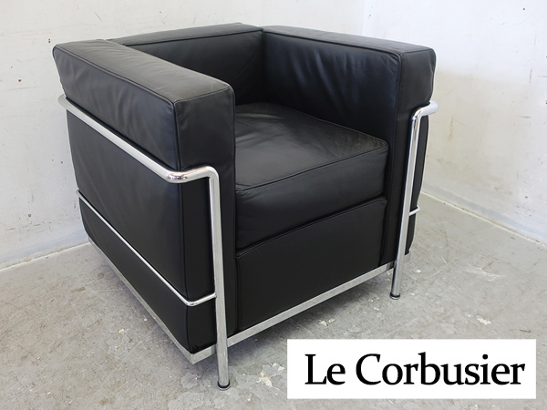 ■P747■美品■Le Corbusier/ル・コルビジェ■LC2/グランドコンフォール■総革/本革■1人掛けソフ/1PSOFA■ブラック■黒■名作■高級■の画像1