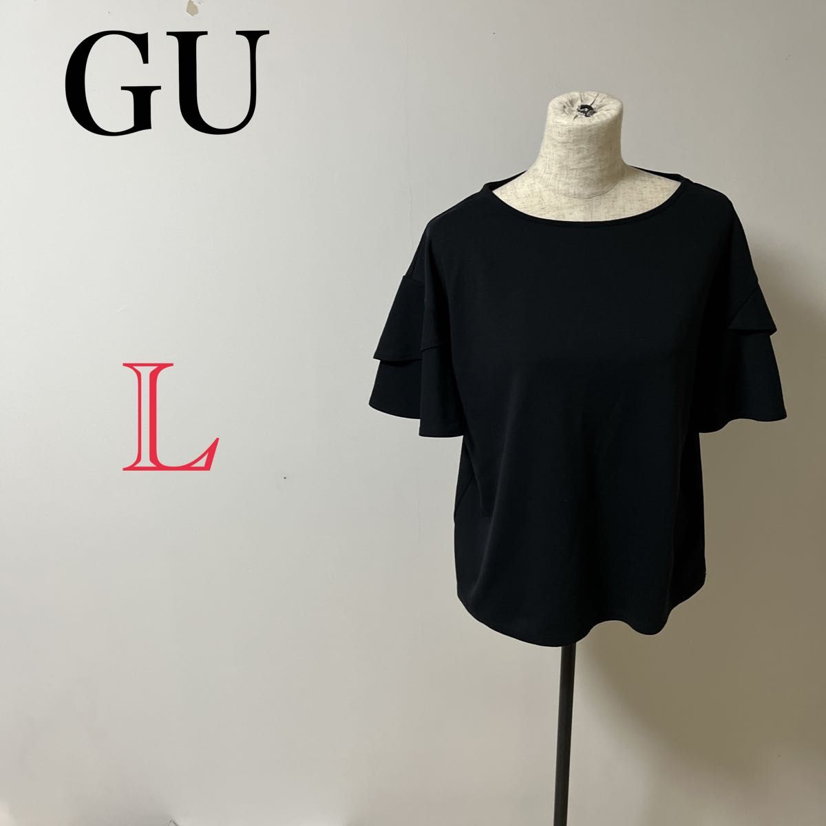 【GU】レディース　ブラック　ブラウス　トップス　シャツ　半袖　カジュアル　古着
