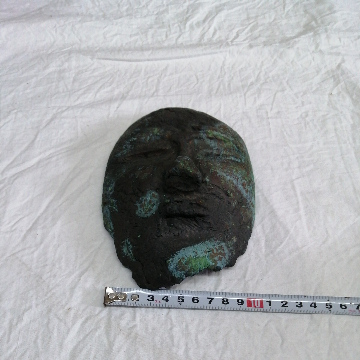 彫刻 ブロンズ 銅『顔』頭像 置物 美術 骨董 フェイス 重量約1.591kg 送料520円可能_画像10