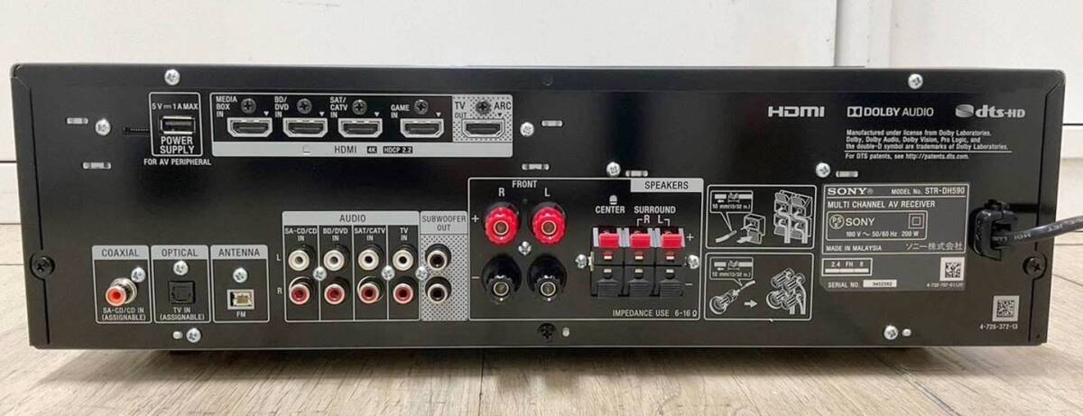 ◇未使用◆SONY ソニー STR-DH590 MULTI CHANNEL AV RECEIVER 5.1ch マルチチャンネル インテグレートアンプ AVアンプ 通電確認済_画像3