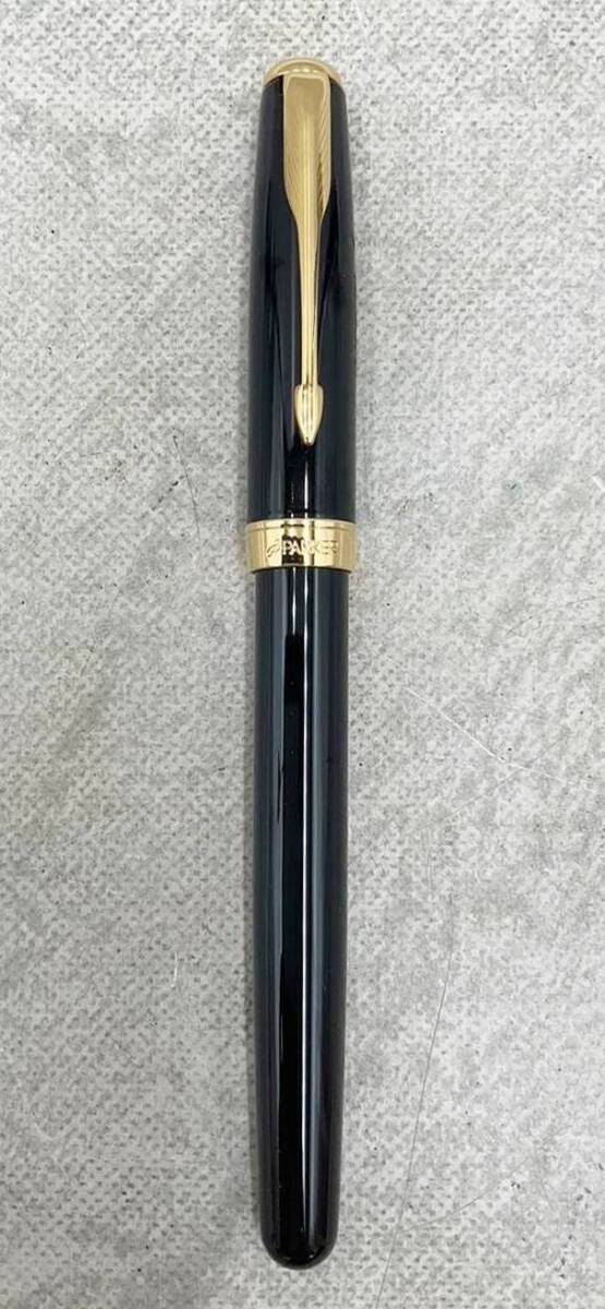 ◇万年筆◆PARKER パーカー SONNET ソネット 18K-750 万年筆 ブラック ゴールド 付属品あり 箱付き 筆記用具 文房具_画像4