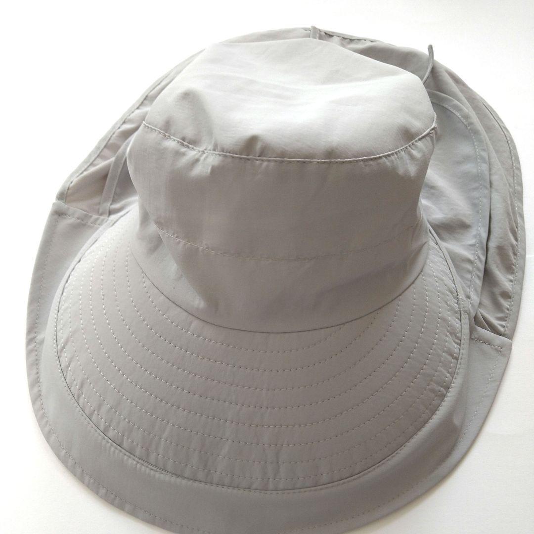 サファリハット ライトグレー 帽子 UVカット 紫外線防止 日焼け防止 広ツバ広小顔効果 ポニーテール ホール 大人可愛いい シンプル 紐付き の画像7