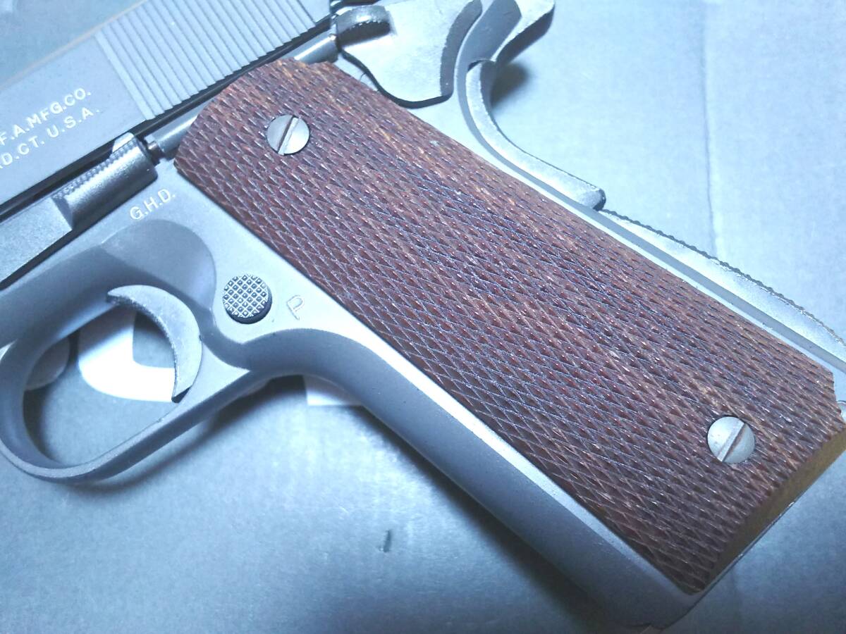 WA SCW COLT M1911A1 ミリタリーガバメント HW 木製グリップ付き SCW Ver.1 マグナガスブローバック_画像7