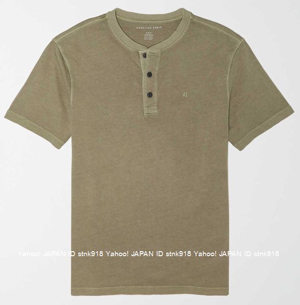 〓アメリカンイーグル/US XL/AE Super Soft Icon ヘンリーTシャツ/Olive_画像1