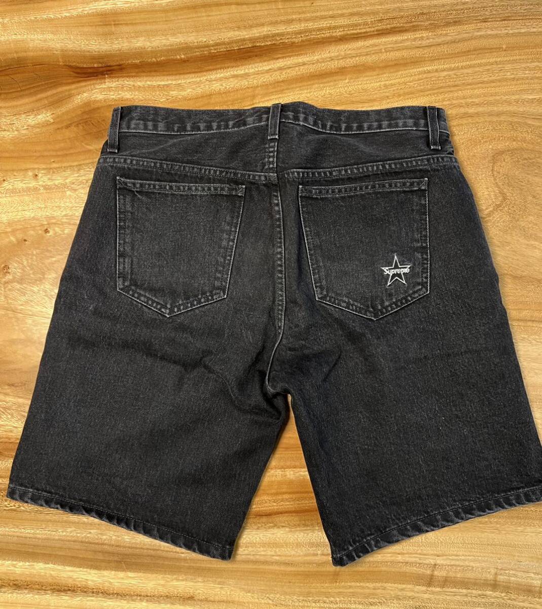 ★【新品同様】Supreme シュプリーム Denim Skate Short デニム スケート ショーツ 32 Black ブラック 黒 ハーフパンツ BOXLOGOの画像2