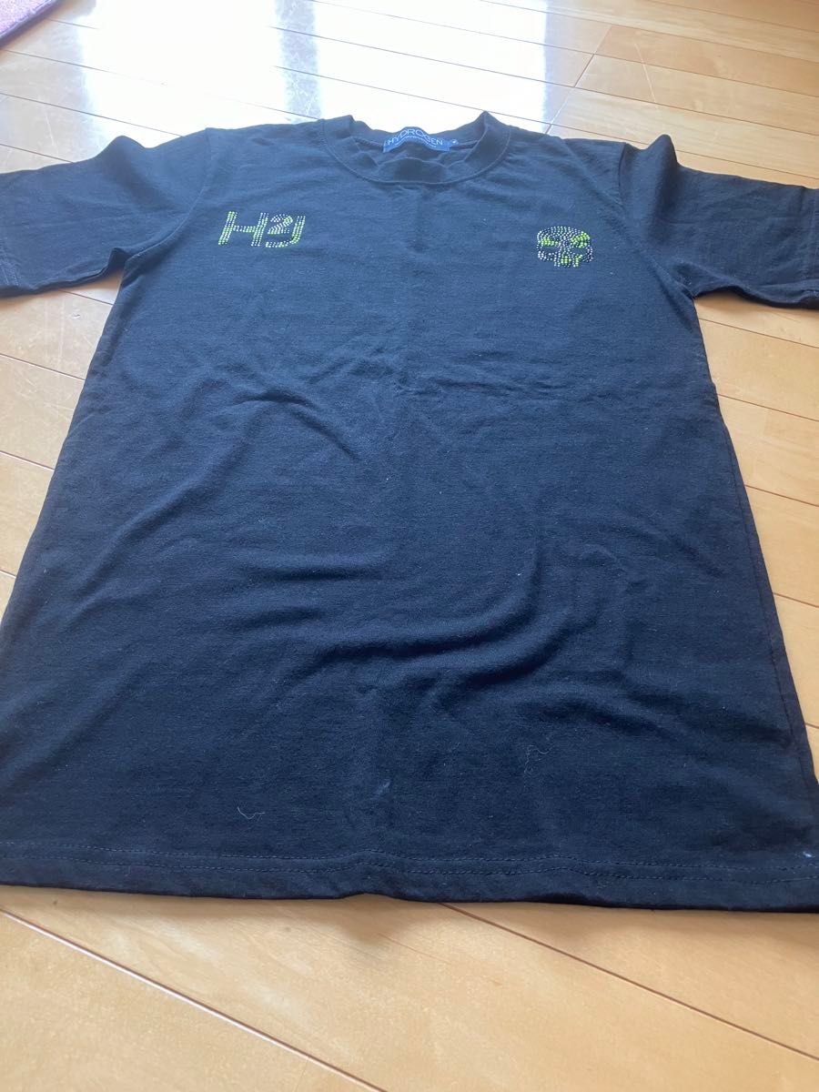 HYDROGENハイドロゲンラインストーン スカル 半袖Tシャツ H２JロゴブラックサイズM