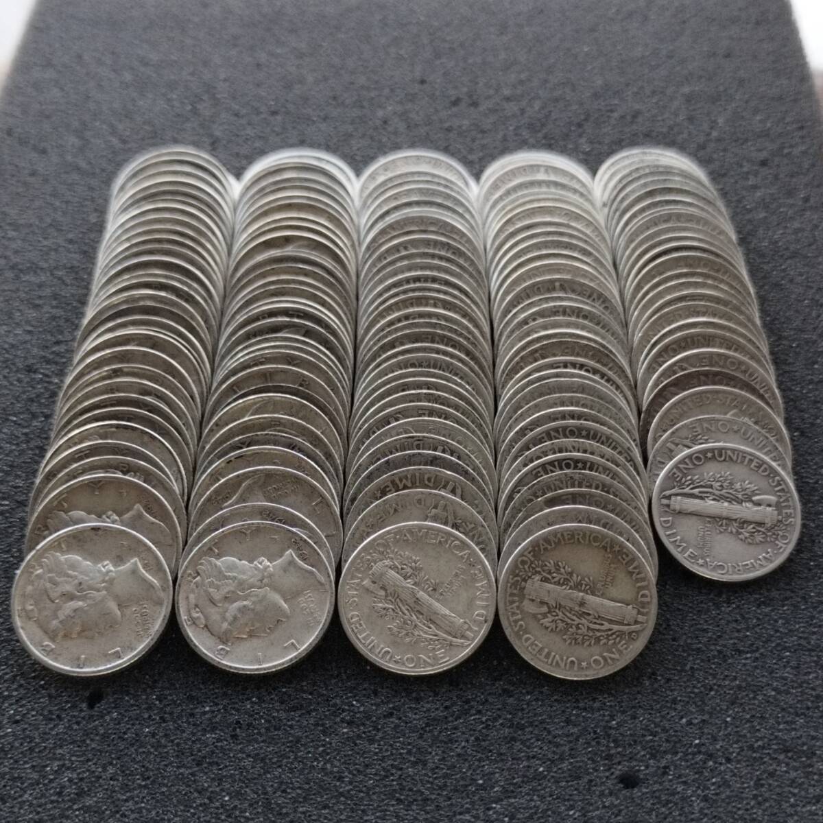 ★144枚★ アメリカ銀貨 マーキュリー ダイム 10セント 約353g/硬貨 ドル ダラー アンティークコイン コレクションの画像3