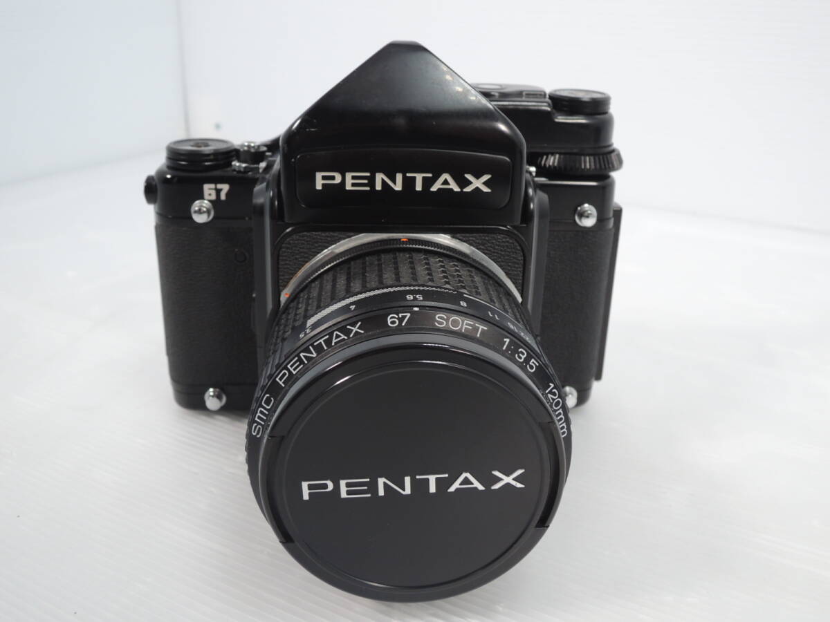 △PENTAX ペンタックス 67 中判フィルムカメラ/レンズ SOFT 1:3.5 120mm ミラーアップ 本体＋レンズ 動作未確認/管理5638A11-01260001の画像1