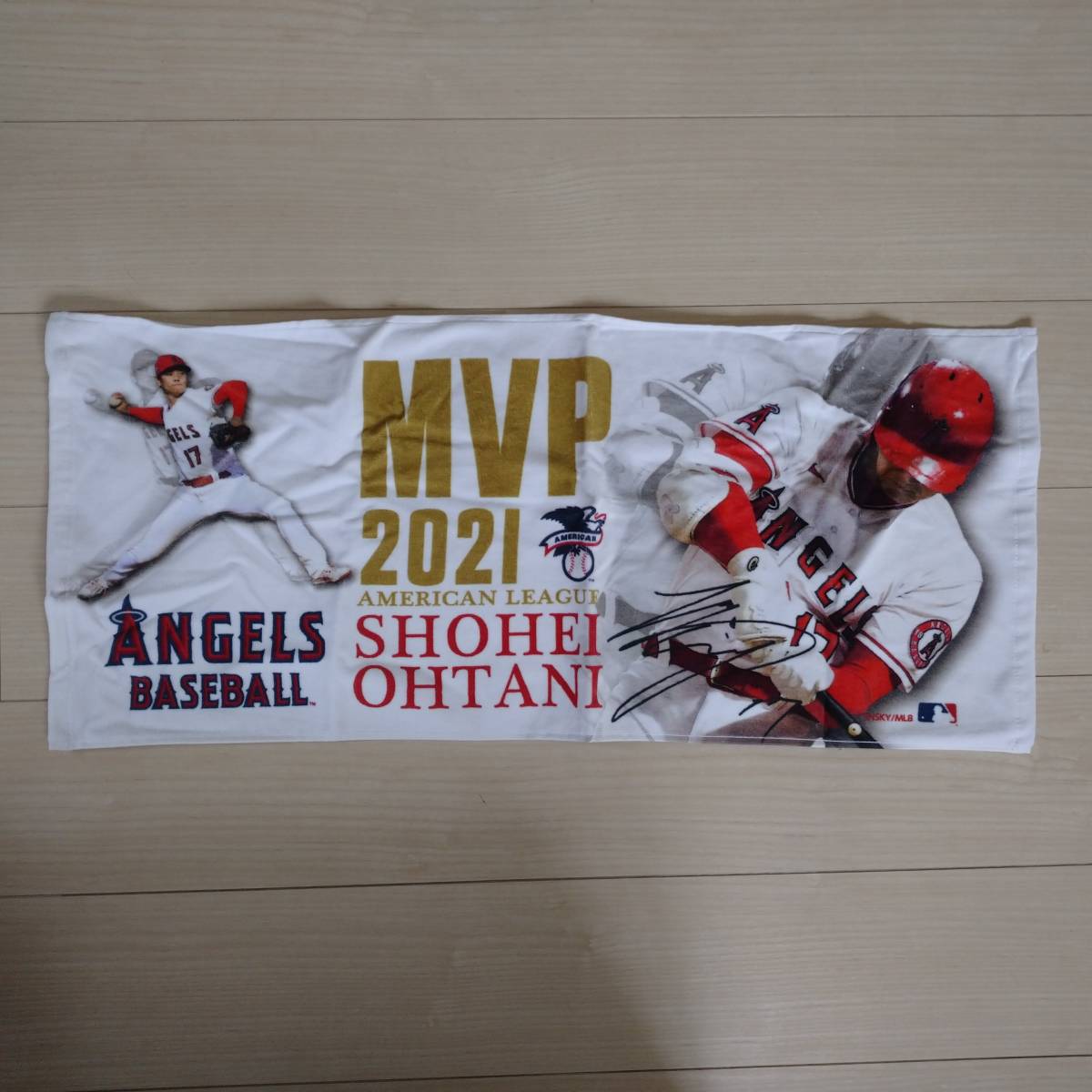 訳あり　新品　MLB　エンゼルス　大谷翔平　MVP　プレミアムフェイスタオル_画像1