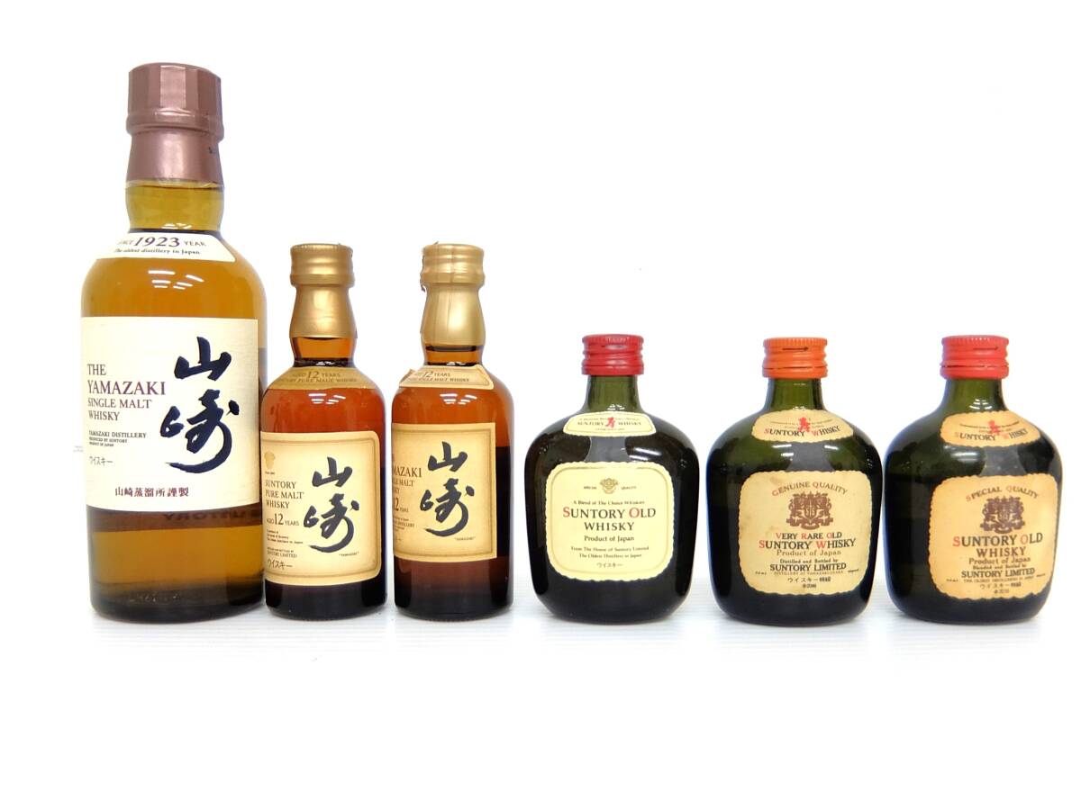 【広島県限定発送】SUNTORY サントリー ミニチュアボトル 6本セット 山崎 12年 43％ 50ml 180ｍｌ サントリーオールド 未開栓 ウイスキー_画像1