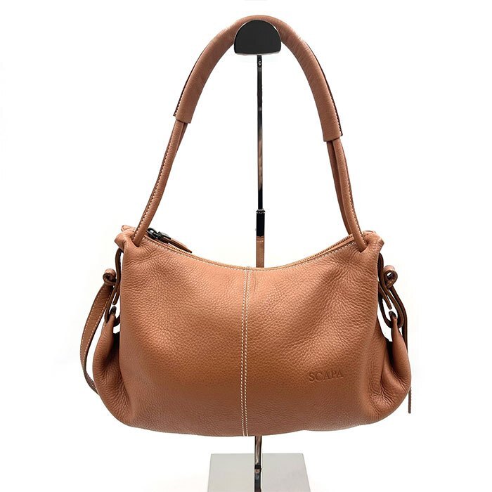  Scapa SCAPA handbag shoulder bag simple one steering wheel light brown free shipping h0305w00811 used old clothes brand old clothes DB