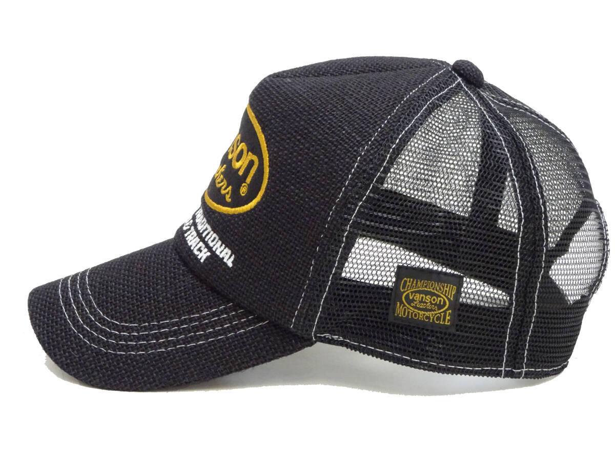 バンソン プリペラ メッシュキャップ VANSON 帽子 刺繍 オーバルロゴ VS23701S ブラック×ブラック 新品の画像3