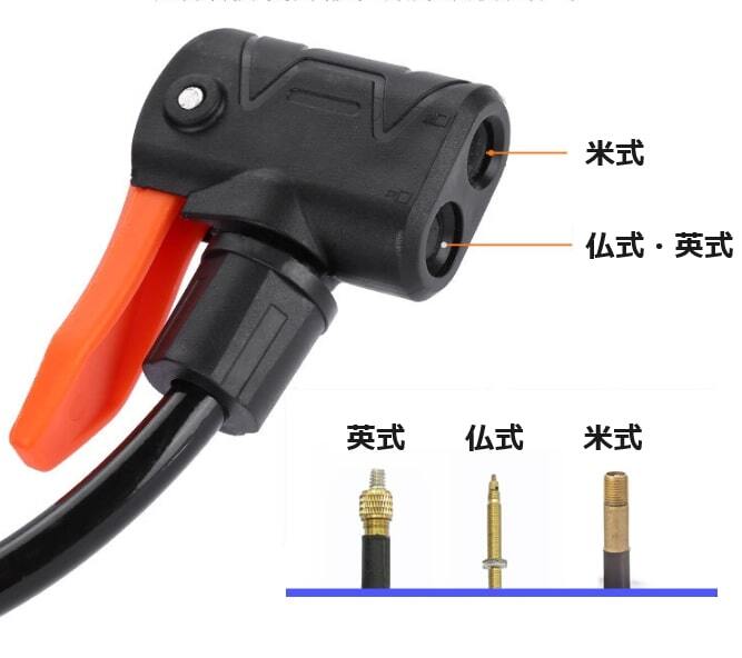 送料無料 空気入れ フットポンプ コンパクト 軽量 足踏み式 エアゲージ・アダプター付き 自転車 バイク ロードバイク 浮き輪 風船 ボールの画像5