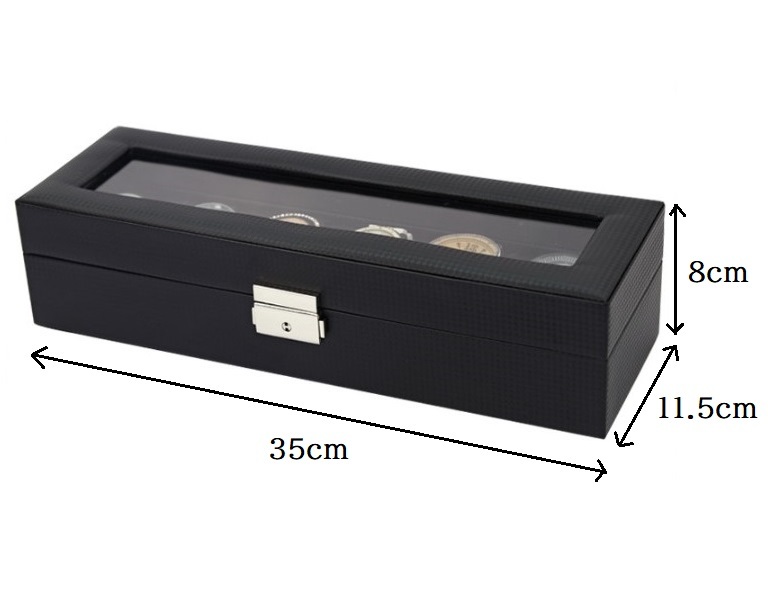送料無料 腕時計が映えるブラックインナー仕様！腕時計ケース 収納ボックス ディスプレイ 6本 鍵付き コレクション収納 ウォッチケース 黒の画像5