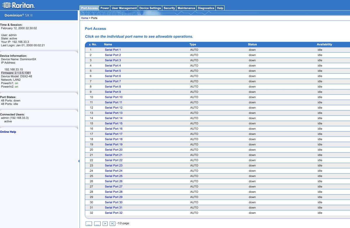 Raritan Dominion DSX2-48M 48ポート KVMネットワークスイッチ P/N: DSX2-48M、Firmware: 2.1.0.5.1361の画像7