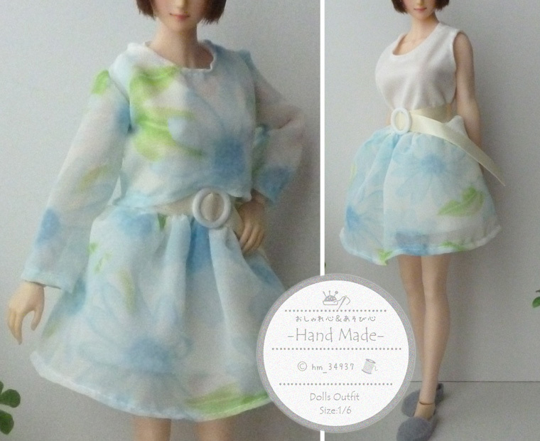 *TBLeague S24A doll clothes : chiffon floral print ensemble 