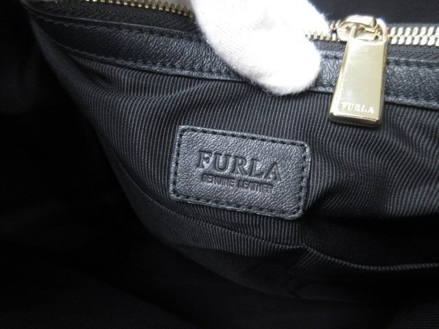 極美品 FURLA フルラ トートバッグ ショルダーバッグ バッグ レザー×パテントレザー 黒 A4収納可 70410の画像10