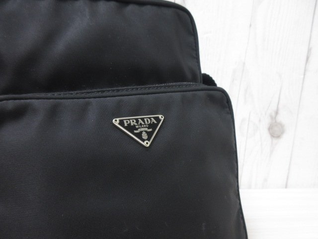 極美品 PRADA プラダ テスート ショルダーバッグ バッグ ナイロン×レザー 黒 メンズ 70350の画像8