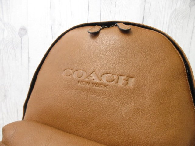 極美品 新品同様 COACH コーチ バックパック リュックサック バッグ レザー 茶 A4収納可 メンズ 70266Yの画像9