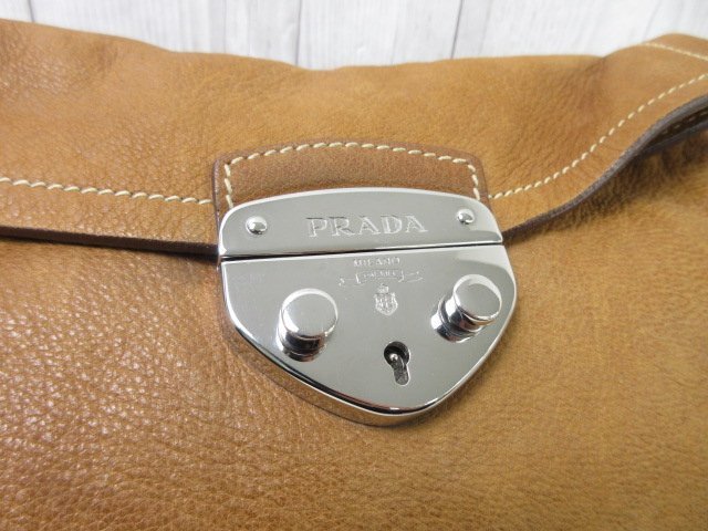 極美品 PRADA プラダ ハンドバッグ ショルダーバッグ バッグ レザー 茶 70543Y_画像7