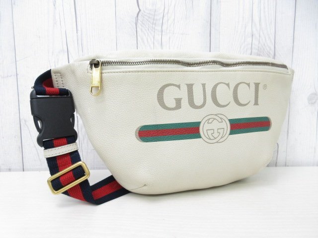 美品 GUCCI グッチ インターロッキング シェリーライン ボディバッグ ウエストポーチ バッグ レザー×キャンバス ベージュ メンズ 70619の画像2