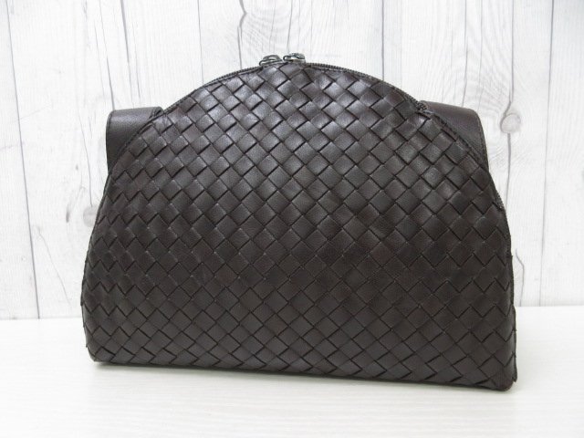 極美品 BOTTEGAVENETA ボッテガヴェネタ イントレチャート ショルダーバッグ バッグ レザー 茶 67589の画像3