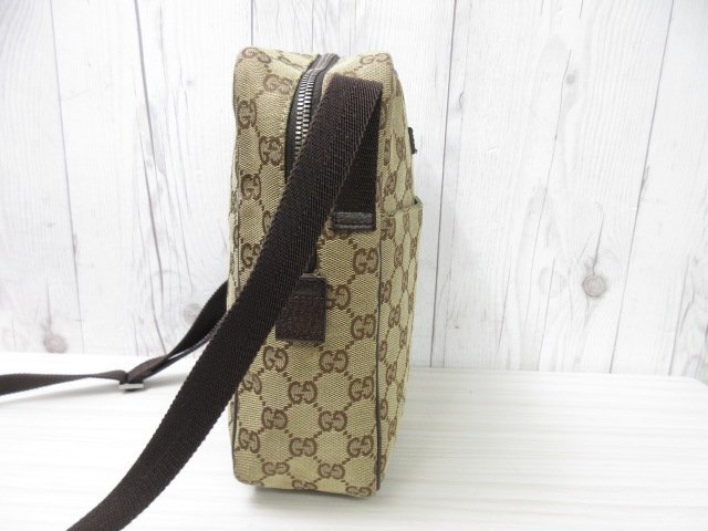 極美品 GUCCI グッチ GGキャンバス ショルダーバッグ バッグ キャンバス×レザー 茶系 メンズ 70638Y_画像5