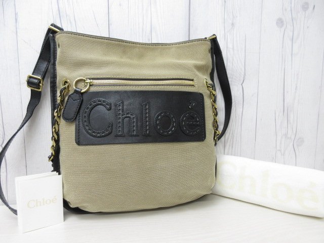 極美品 Chloe' クロエ ハーレー ショルダーバッグ トートバッグ バッグ キャンバス×レザー 黒系 A4収納可 70735の画像2