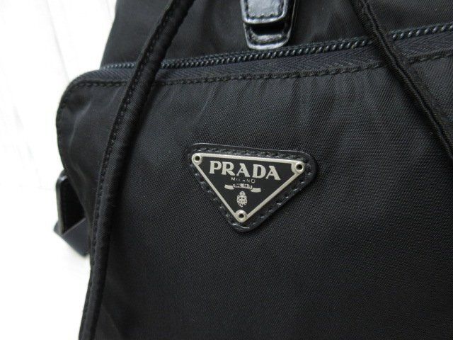 極美品 PRADA プラダ テスート ナイロンリュック リュックサック バッグ B5827F ナイロン×レザー 黒 70720Yの画像7