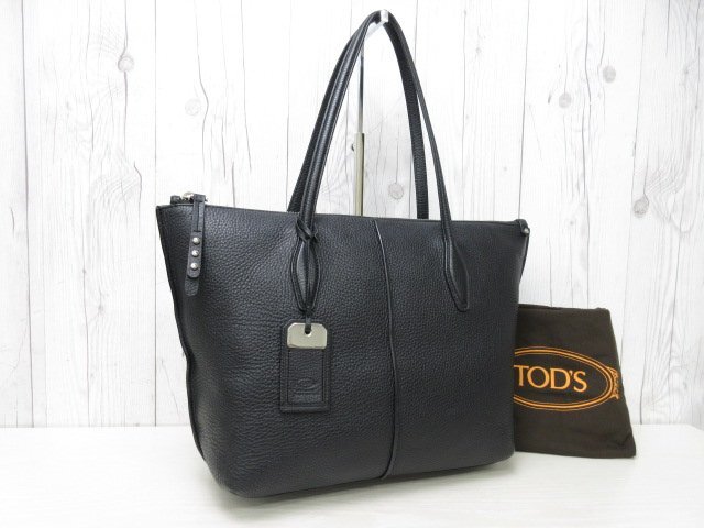  ultimate beautiful goods TOD\'S Tod's tote bag shoulder bag bag leather black A4 storage possible 70946Y