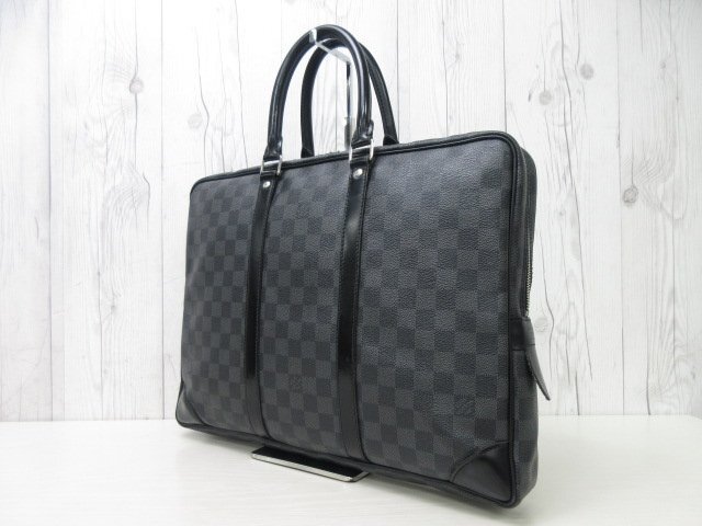 極美品 LOUIS VUITTON ルイヴィトン ダミエグラフィット ポルトドキュマンヴォワヤージュ PDV ビジネス バッグ N41125 A4可 黒メンズ70940Y