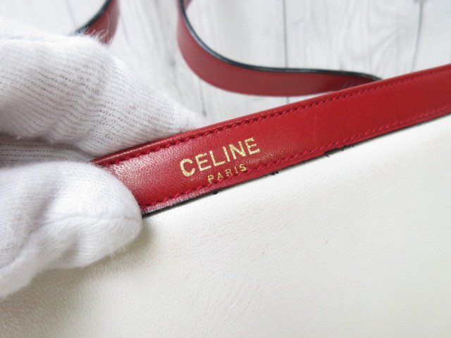 極美品 CELINE セリーヌ マカダム ハンドバッグ ショルダーバッグ バッグ レザー ベージュ×赤 2WAY 71173