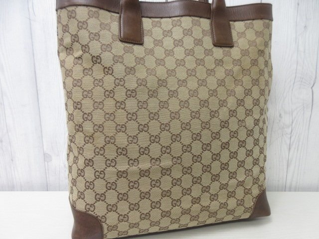 極美品 GUCCI グッチ GGキャンバス トートバッグ ハンドバッグ バッグ キャンバス×レザー 茶 A4収納可 メンズ 71078_画像10