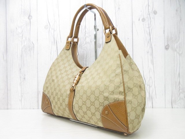 極美品 GUCCI グッチ ニュージャッキー GGキャンバス ハンドバッグ ショルダーバッグ バッグ キャンバス×レザー ベージュ×キャメル 71165_画像3