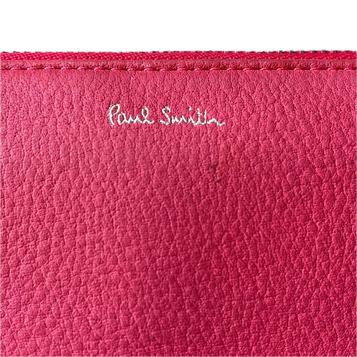 Paul Smith ポールスミス 長財布 ピンク ラウンドジップ ハートプル ロゴ 高級 ブランド オシャレ