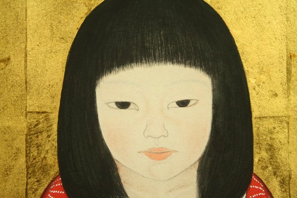 ★値下げ◆美品◆堀泰明 「童女遊戯図」 ８号 共シール 山種美術館展優秀賞 お勧めの品！日本画 Taimei Hori★_画像5